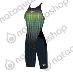 Speedo LZR PURE VALOR DOS FERME - FEMME Black/fluo Yellow/jade